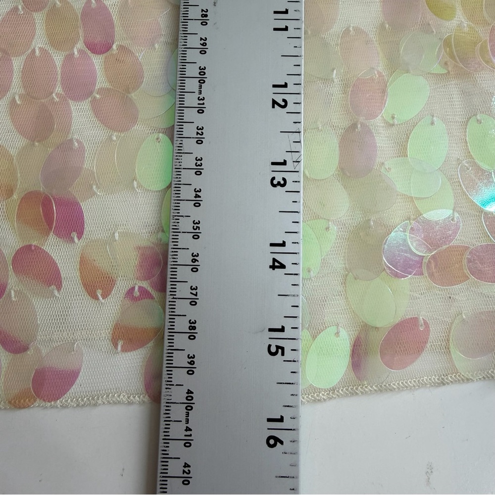 Mustard Seed Sequin Mesh Sheer Top Small Iridescent Y2K Festival Rave Party Glam - Picture 9 of 11